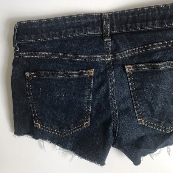 Pilcro and the Letterpress Jean Shorts Dark Wash Denim Cutoffs Raw Hem Size 25 - Picture 3 of 4